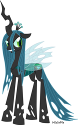 Size: 3000x4743 | Tagged: safe, artist:mixiepie, princess cadance, queen chrysalis, changeling, changeling queen, g4, crown, cutie mark, female, high res, jewelry, regalia, simple background, solo, swapped cutie marks, transparent background, vector, what my cutie mark is telling me