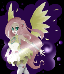 Size: 1024x1173 | Tagged: safe, artist:iikiui, fluttershy, human, g4, female, humanized, solo, winged humanization