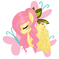 Size: 3000x3000 | Tagged: dead source, safe, artist:suzuii, fluttershy, g4, alternate hairstyle, bow, female, high res, ponytail, solo