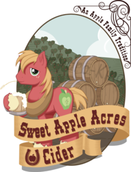 Size: 523x685 | Tagged: safe, artist:hydro-king, big macintosh, earth pony, pony, g4, barrel, cider, male, simple background, solo, stallion, sweet apple acres, transparent background
