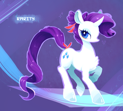 Size: 1205x1090 | Tagged: safe, artist:mirululu, rarity, pony, g4, female, hair bow, solo, tail bow