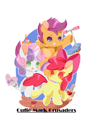 Size: 2078x2952 | Tagged: safe, artist:snow angel, apple bloom, scootaloo, sweetie belle, g4, cutie mark crusaders, high res, pixiv