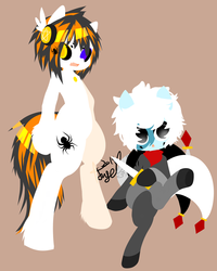 Size: 1111x1387 | Tagged: safe, artist:snow angel, oc, oc only, oc:black ink, oc:spider, pony, semi-anthro, bipedal, black sclera, clothes, dagger, heterochromia, pixiv, sword, weapon