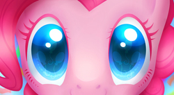 Size: 900x493 | Tagged: safe, artist:nekiw, part of a set, pinkie pie, earth pony, pony, g4, close-up, colored eyelashes, colored pupils, cutie mark, eyes, female, looking at you, mare, smiling, solo