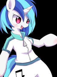 Size: 600x800 | Tagged: safe, artist:hoshi-d, dj pon-3, vinyl scratch, unicorn, semi-anthro, g4, clothes, equestria girls outfit, female, solo