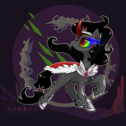 Size: 1280x1280 | Tagged: safe, artist:mirululu, king sombra, pony, g4, female, queen umbra, rule 63, solo