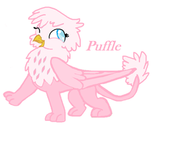 Size: 766x638 | Tagged: safe, artist:moonsaphirre, oc, oc only, oc:puffle, griffon, hybrid, cute, interspecies offspring, magical lesbian spawn, offspring, parent:gilda, parent:pinkie pie, parents:gildapie, solo