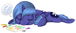 Size: 1562x676 | Tagged: safe, artist:amberswirl, princess luna, g4, cute, female, filly, lunabetes, sleeping, solo, weapons-grade cute, woona