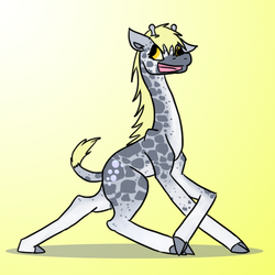 Size: 1000x1000 | Tagged: safe, artist:pokeninja5665, derpy hooves, giraffe, g4, crossed hooves, derpy giraffe, female, giraffied, gradient background, smiling, solo, species swap