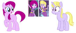 Size: 2236x978 | Tagged: safe, fuchsia blush, lavender lace, pony, equestria girls, g4, my little pony equestria girls: rainbow rocks, background human, equestria girls ponified, female, ponified, trixie and the illusions