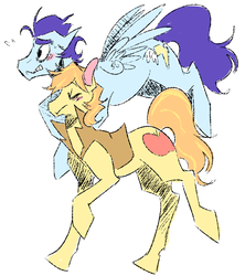 Size: 774x871 | Tagged: safe, artist:cleppyclep, braeburn, soarin', g4, gay, male, nervous, ship:soarburn, shipping