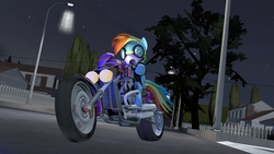 Size: 1240x698 | Tagged: safe, artist:epickitty54, rainbow dash, g4, 3d, biker, poster, racing, source filmmaker