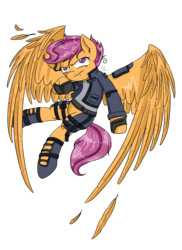 Size: 3124x4300 | Tagged: safe, artist:cartoonowl, scootaloo, g4, clothes, commission, female, flying, scootaloo can fly, solo