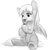 Size: 932x973 | Tagged: safe, artist:alloyrabbit, derpy hooves, human, pony, g4, giant pony, human ponidox, humanized, licking, macro, monochrome, sitting, sketch, spread wings, underhoof