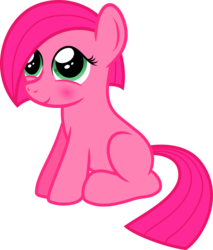 Size: 1683x1973 | Tagged: safe, artist:bryastar, oc, oc only, oc:rose, blank flank, blushing, female, filly, simple background, sitting, solo, transparent background, vector