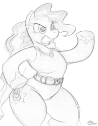 Size: 3060x3947 | Tagged: safe, artist:badgerben, oc, oc only, semi-anthro, arm hooves, high res, monochrome, solo