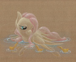 Size: 1280x1045 | Tagged: safe, artist:getchanoodlewet, fluttershy, duck, g4, female, solo, traditional art