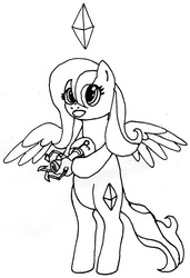 Size: 1290x1890 | Tagged: safe, artist:maximirusupauaa, oc, oc only, pegasus, pony, bipedal, minerva, open mouth, plumbob, portal (valve), portal gun, smiling, solo, spread wings, the sims