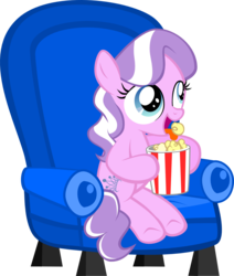 Size: 1025x1209 | Tagged: safe, artist:magerblutooth, diamond tiara, g4, chair, female, missing accessory, popcorn, simple background, solo, transparent background, vector