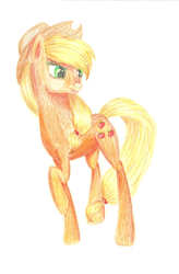 Size: 723x1104 | Tagged: safe, artist:studentlaure, applejack, g4, female, solo, traditional art