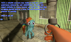 Size: 1280x768 | Tagged: safe, rainbow dash, human, g4, 3d, gmod, offscreen character, pov, steroids, syringe