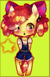 Size: 494x757 | Tagged: safe, artist:siukii, apple bloom, earth pony, semi-anthro, g4, chibi, female, solo