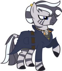 Size: 2424x2760 | Tagged: safe, artist:duskthebatpack, oc, oc only, oc:asya, zebra, clothes, coat, earring, female, frown, glare, high res, mare, necklace, raised hoof, simple background, solo, transparent background, vector