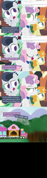 Size: 1280x4800 | Tagged: safe, artist:dtcx97, pumpkin cake, rumble, sweetie belle, post-crusade, g4, ask, comic, dialogue, necktie, nervous, train, tree, tumblr
