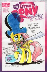 Size: 400x613 | Tagged: safe, artist:brenda hickey, fluttershy, g4, bicorne, gill, hat, if that's okay with you, mouth hold, pirate, pirate hat, sword