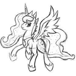 Size: 1080x1080 | Tagged: safe, artist:coma392, princess luna, g4, female, monochrome, pixiv, sketch, solo