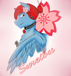 Size: 1119x1200 | Tagged: safe, artist:strider peace, oc, oc only, oc:sureibu, collar, flower in hair, icon