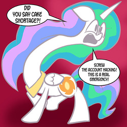 Size: 576x576 | Tagged: safe, artist:pembroke, princess celestia, ask celestia stuff, g4, cake, cakelestia, female, long neck, solo