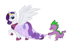 Size: 1280x800 | Tagged: artist needed, safe, rarity, spike, alicorn, pony, g4, clothes, dress, race swap, raricorn