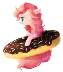 Size: 575x652 | Tagged: safe, artist:zombeegost, pinkie pie, g4, donut, female, simple background, solo