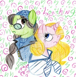 Size: 1024x1042 | Tagged: safe, artist:jspatronus, elphaba, glinda the good witch, ponified, traditional art, wicked