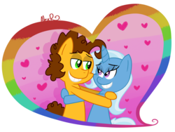 Size: 1000x750 | Tagged: safe, artist:the-irken-moonwalker, cheese sandwich, trixie, g4, cheesixie, crack shipping, female, heart, male, shipping, straight