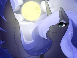 Size: 480x360 | Tagged: safe, artist:ayahana, princess luna, g4, female, moon, solo