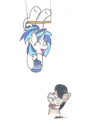 Size: 1329x1965 | Tagged: safe, artist:bobthedalek, dj pon-3, octavia melody, vinyl scratch, earth pony, pony, unicorn, g4, cookie jar, duo, octavia is not amused, trapeze, unamused