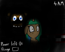 Size: 1280x1024 | Tagged: dead source, safe, artist:zacproductions, oc, oc only, oc:glimmering springs, dark, five nights at freddy's, horror, power outage, scared, surprised