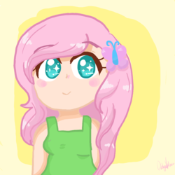 Size: 900x900 | Tagged: safe, artist:ironiccrayon, fluttershy, human, g4, female, humanized, solo