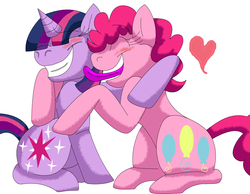 Size: 2155x1672 | Tagged: safe, artist:dragonpop1, pinkie pie, twilight sparkle, g4, duo, female, lesbian, licking, ship:twinkie, shipping