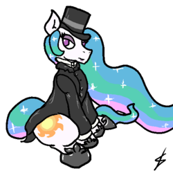 Size: 500x500 | Tagged: safe, artist:joehoofer, princess celestia, g4, clothes, female, hat, solo, top hat, victoria 2, victorian