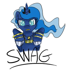 Size: 534x582 | Tagged: safe, artist:ask-luna-bagel, princess luna, pony, g4, female, gangsta, gold, mare, princess, silver, solo, swag