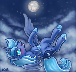 Size: 901x850 | Tagged: safe, artist:mcponyponypony, princess luna, g4, female, filly, moon, s1 luna, solo, woona