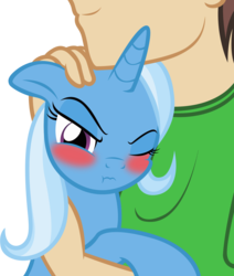 Size: 1783x2098 | Tagged: safe, artist:badumsquish, derpibooru exclusive, trixie, oc, oc:anon, oc:generic messy hair anime anon, human, pony, unicorn, 3:, :t, badumsquish is trying to murder us, blushing, cuddling, cute, diatrixes, ear scratch, female, floppy ears, frown, holding a pony, hug, human on pony snuggling, male, petting, scrunchy face, show accurate, simple background, smiling, snuggling, transparent background, tsundere, tsunderixie, vector, wavy mouth, wink