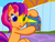 Size: 640x480 | Tagged: safe, screencap, scootaloo (g3), twinkle wish, earth pony, pony, g3, g3.5, twinkle wish adventure, box, female, fence, glowing, peeking