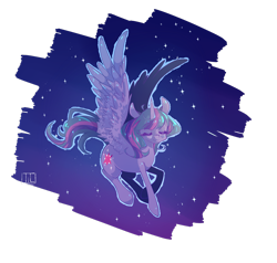 Size: 2508x2390 | Tagged: safe, artist:tomat-in-cup, twilight sparkle, alicorn, pony, g4, eyes closed, female, high res, mare, night, simple background, solo, spread wings, stars, transparent background, twilight sparkle (alicorn)