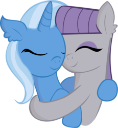 Size: 748x810 | Tagged: safe, artist:lionsca, maud pie, trixie, g4, female, hug, lesbian, ship:mauxie, shipping