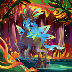 Size: 1000x1000 | Tagged: safe, artist:marihico, queen chrysalis, changeling, changeling queen, g4, female, solo
