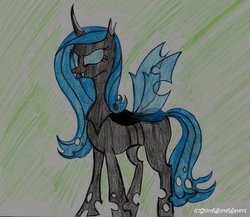 Size: 600x520 | Tagged: safe, artist:sketch-shepherd, princess cadance, changeling, g4, bad end, changelingified, evil, face heel turn, female, princess cadalis, proud, solo, species swap